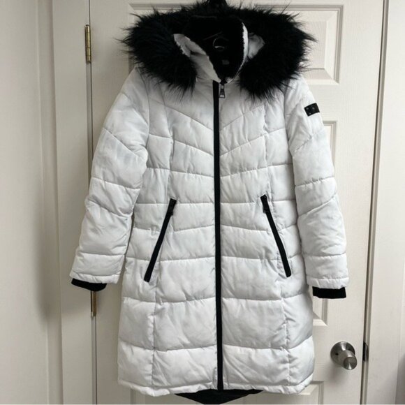 Karl Lagerfeld Jackets & Blazers - Karl Lagerfeld Paris White Long Faux Fur Puffer Coat - Size Large